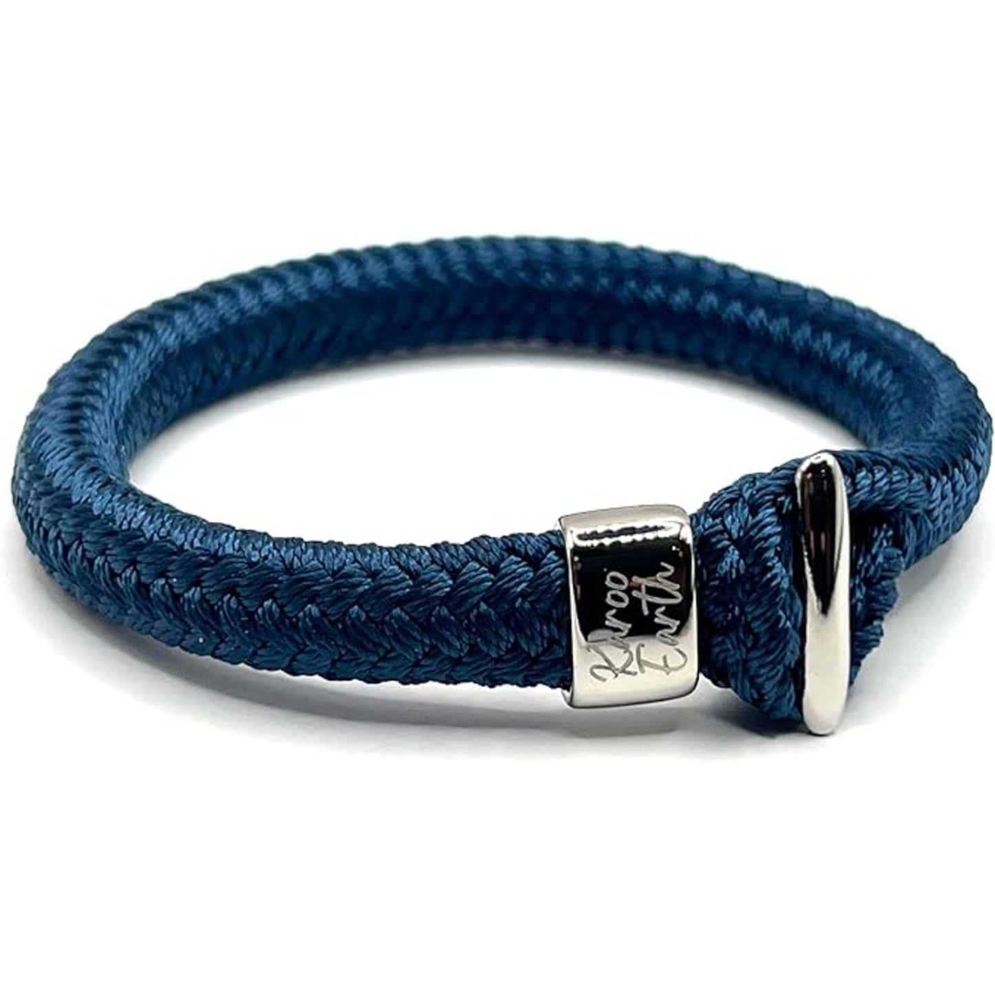Navy Blue Thick Rope Bracelet with Stainless Steel Hook Clasp - KarooEarth