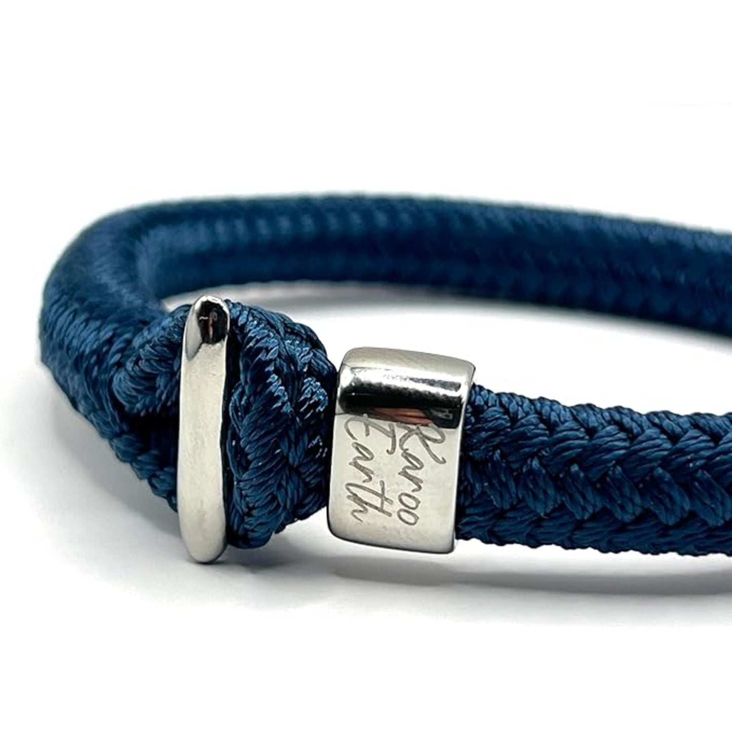 Navy Blue Thick Rope Bracelet with Stainless Steel Hook Clasp - KarooEarth