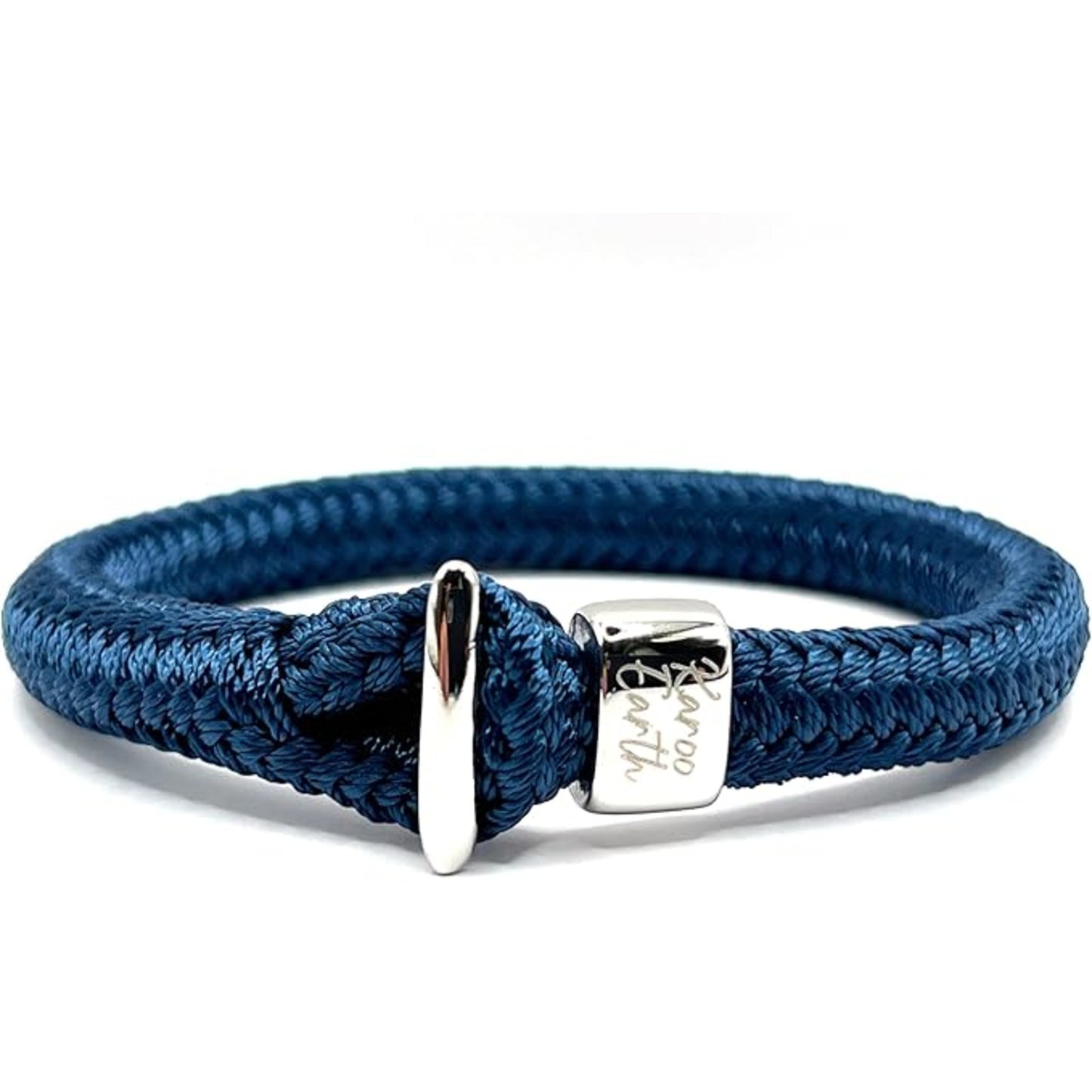 Navy Blue Thick Rope Bracelet with Stainless Steel Hook Clasp - KarooEarth