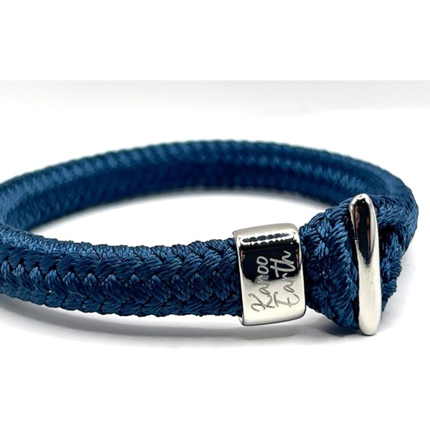 Navy Blue Thick Rope Bracelet with Stainless Steel Hook Clasp - KarooEarth