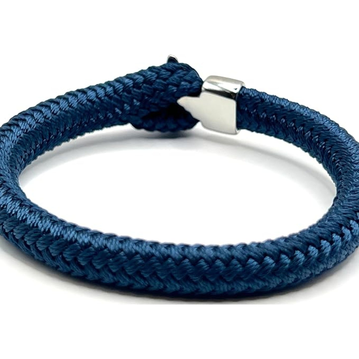Navy Blue Thick Rope Bracelet with Stainless Steel Hook Clasp - KarooEarth