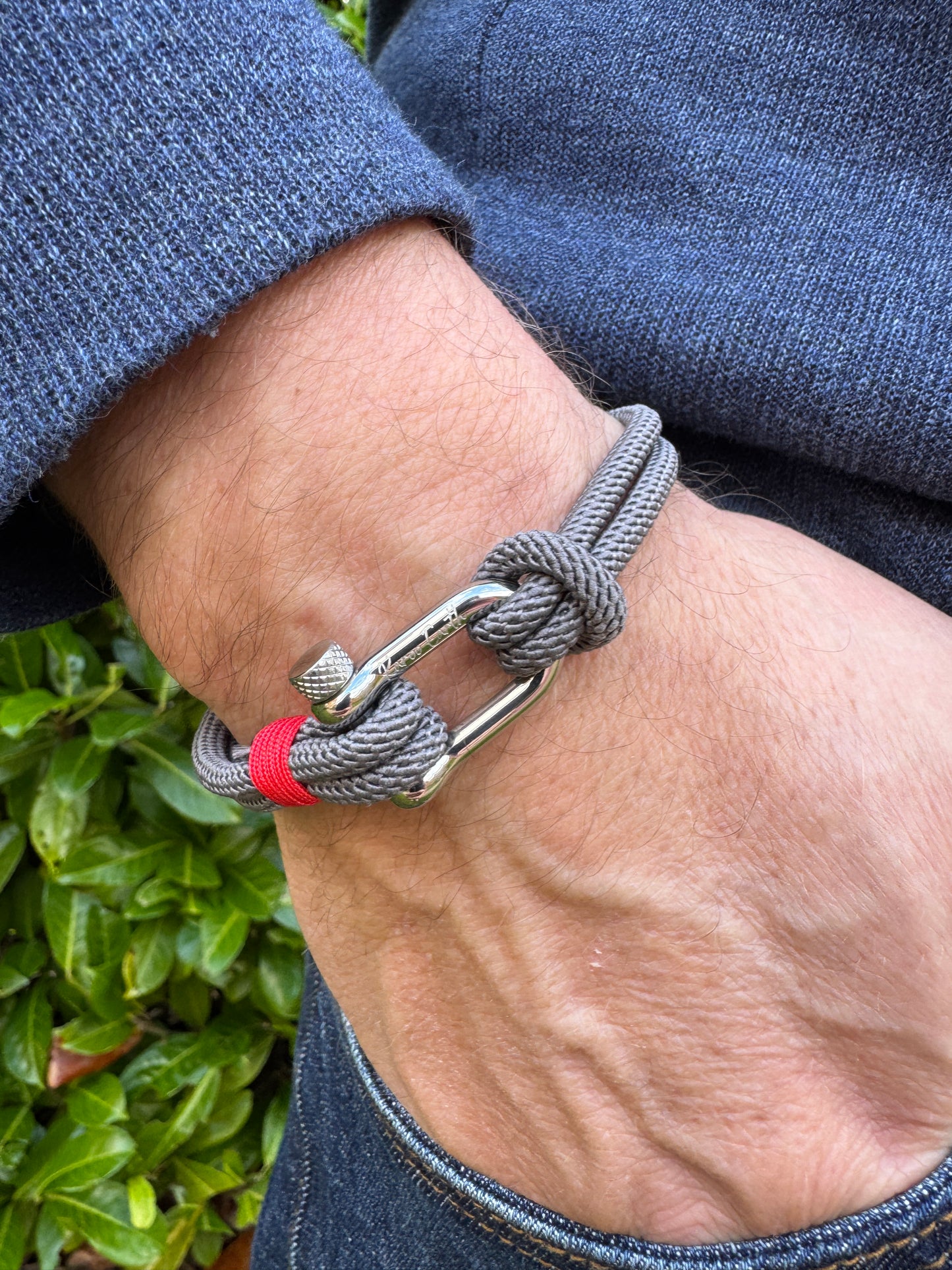 Grey Stainless Steel Nautical Sailing Rope Shackle Bracelet - KarooEarth