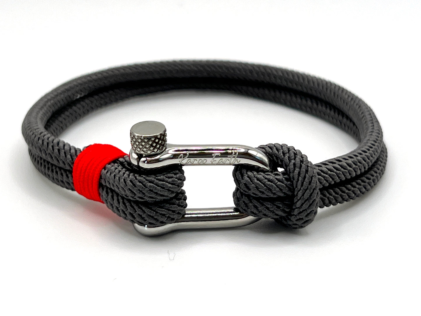 Grey Stainless Steel Nautical Sailing Rope Shackle Bracelet