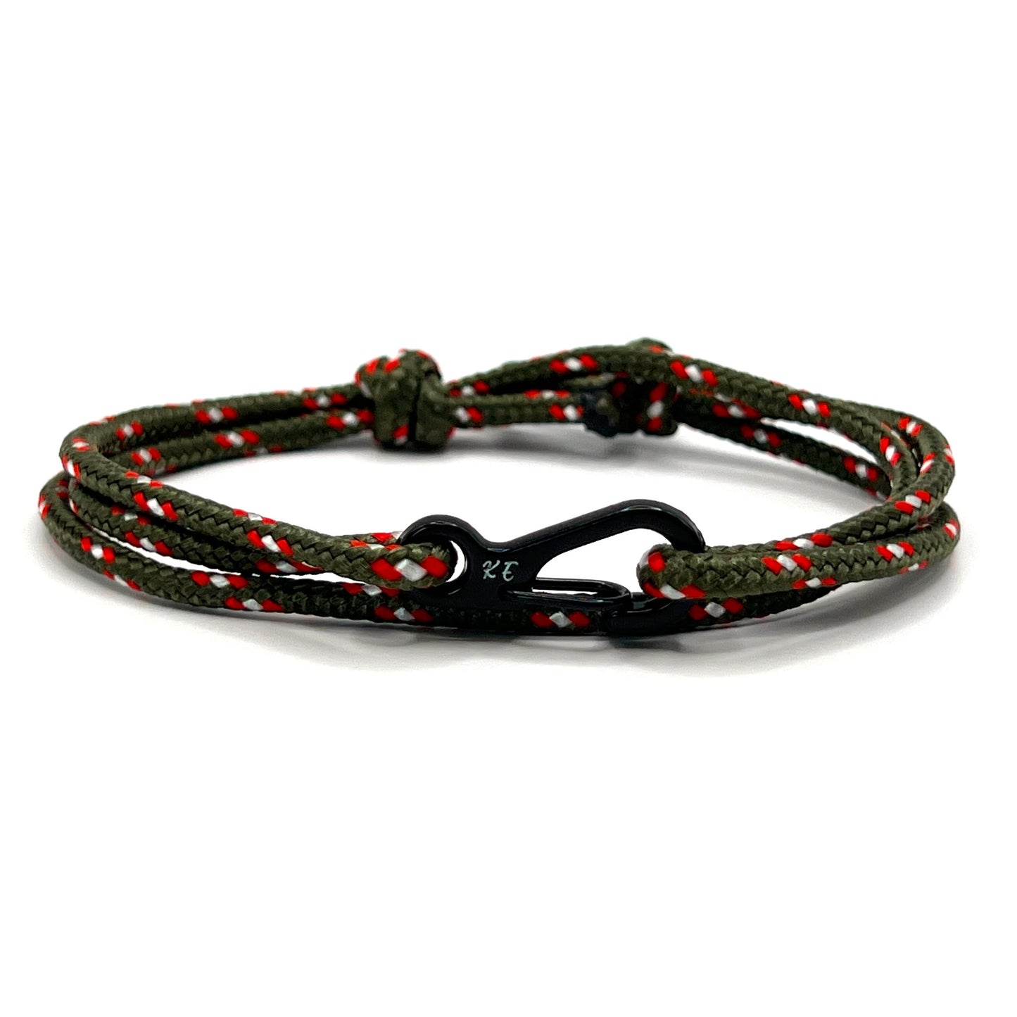 Adjustable Fern Green Camo Carabiner Rope Bracelet - KarooEarth