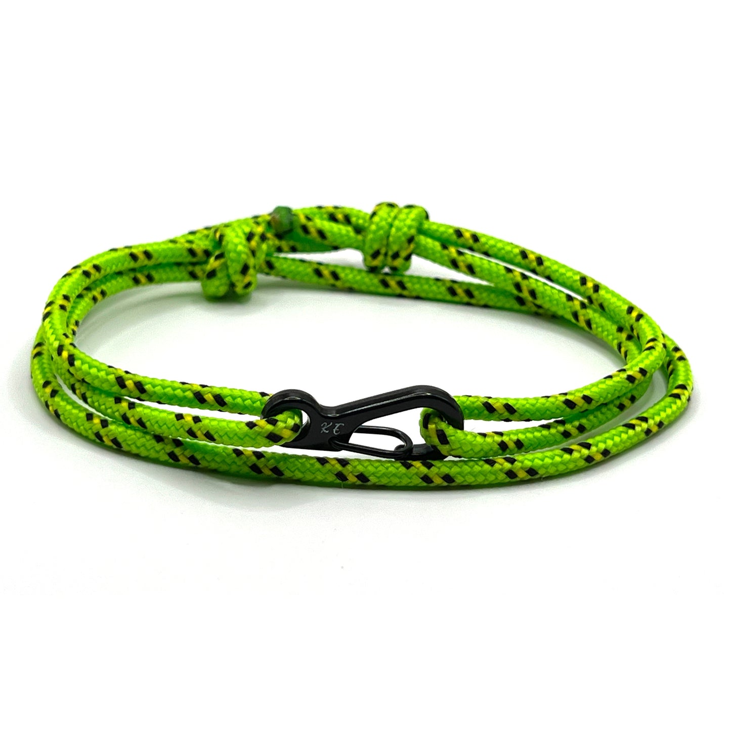 Adjustable Neon Green Ensign Carabiner Rope Bracelet - KarooEarth