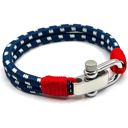 Navy Blue Men's Nautical Bracelet, Double Rope Bracelet with Stainless Steel Shackle - KarooEarth