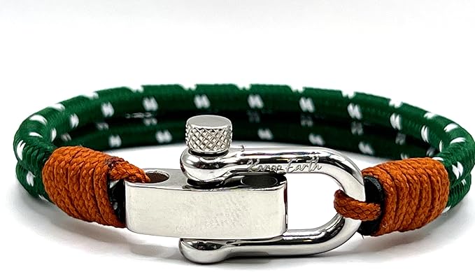 Sea Green Men's Nautical Bracelet, Double Rope Bracelet with Stainless Steel Shackle - KarooEarth