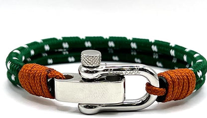 Sea Green Men's Nautical Bracelet, Double Rope Bracelet with Stainless Steel Shackle - KarooEarth