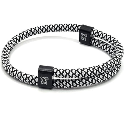 Black & White Karoo Earth Rope Adjustable Paracord Bracelet - KarooEarth