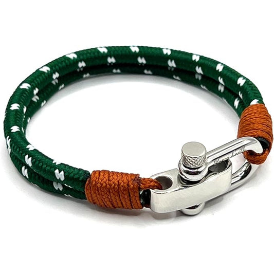 Sea Green Men's Nautical Bracelet, Double Rope Bracelet with Stainless Steel Shackle - KarooEarth