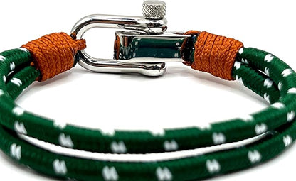 Sea Green Men's Nautical Bracelet, Double Rope Bracelet with Stainless Steel Shackle - KarooEarth