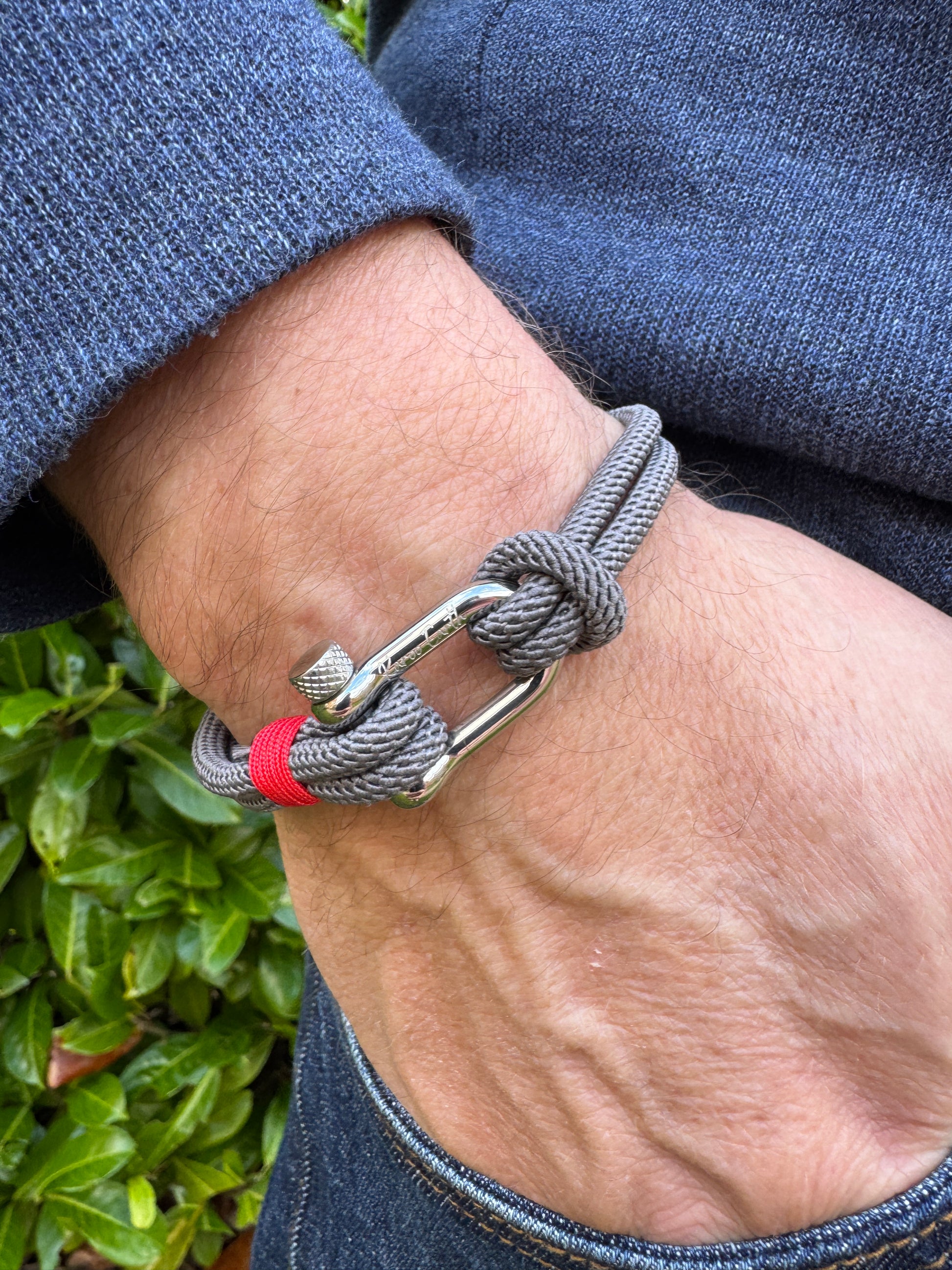 Grey Stainless Steel Nautical Sailing Rope Shackle Bracelet - KarooEarth