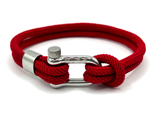 Red Stainless Steel Nautical Sailing Rope Shackle Bracelet