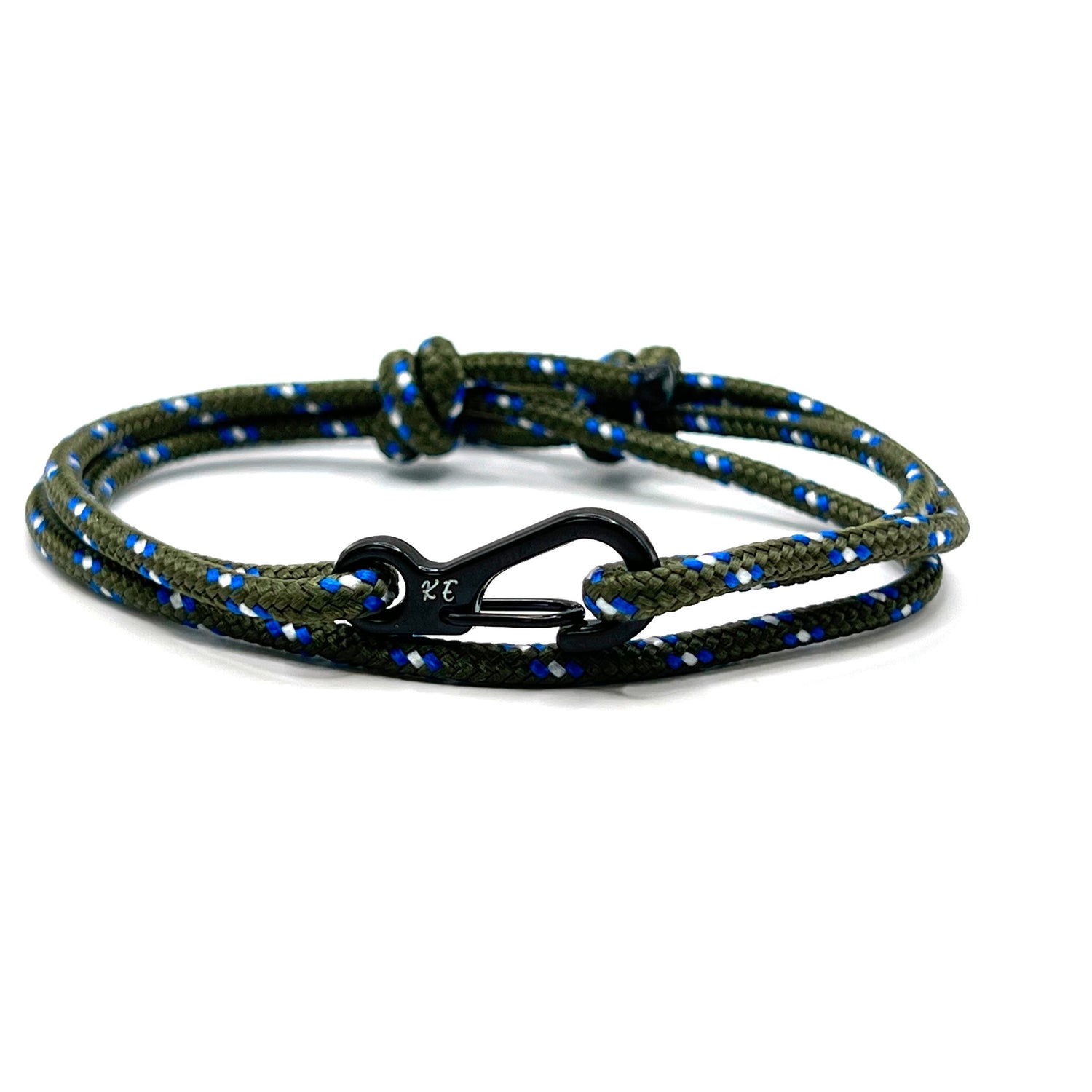 Adjustable Green Camo Carabiner Rope Bracelet - KarooEarth