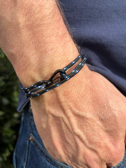 Adjustable Black Camo Carabiner Rope Bracelet - KarooEarth