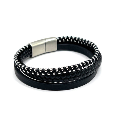 Silver Thread 2 Layer Leather Metallic Clasp - KarooEarth