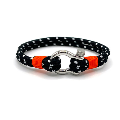 Stainless Steel Nautical Sailing Rope Shackle Bracelet Orange Detail