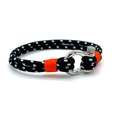 Stainless Steel Nautical Sailing Rope Shackle Bracelet Orange Detail