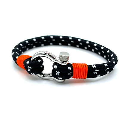 Stainless Steel Nautical Sailing Rope Shackle Bracelet Orange Detail