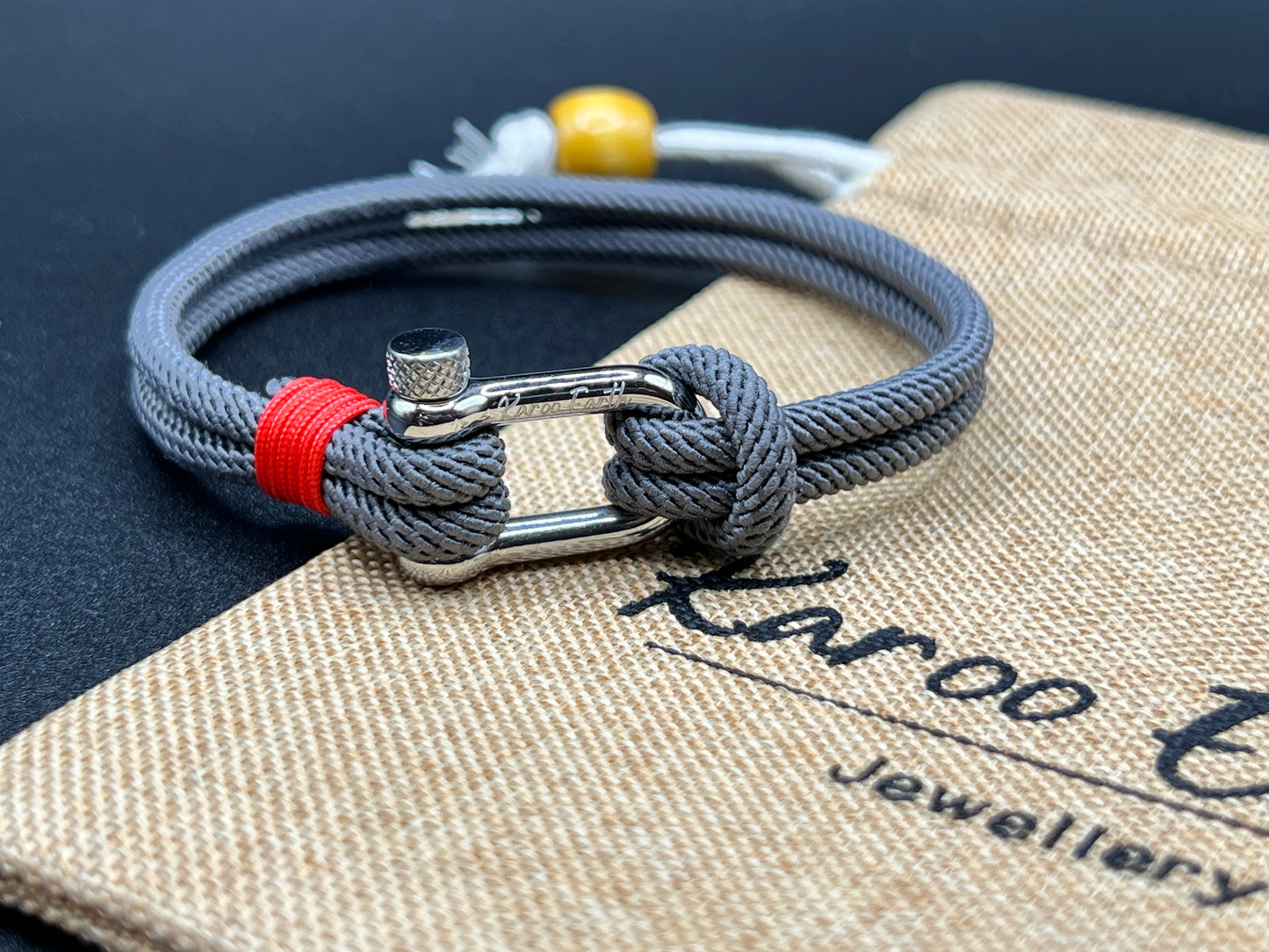 Grey Stainless Steel Nautical Sailing Rope Shackle Bracelet - KarooEarth